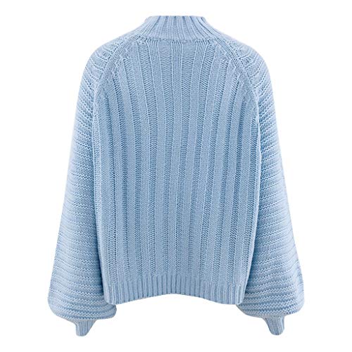 ReooLy Parte Superior Caliente, Jersey de Punto de Gran tamaño para Mujer con Hombros Descubiertos y suéter Suelto(Azul，L)