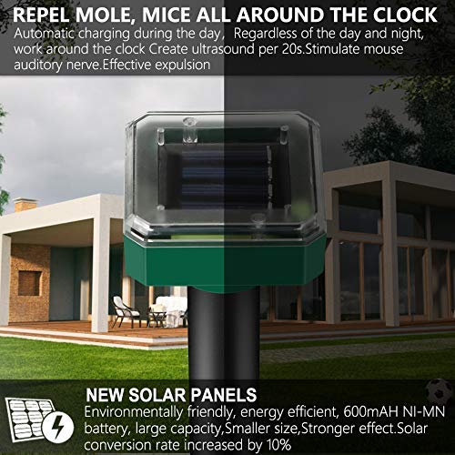 Repelente de Animales Solar, Repelente Solar, Solar Ahuyentador de Topos, IP65 Repelente Ultrasónico para Animales, Repelente Solar Ultrasónico para Jardin Anti Ratóns, Anti Animales (2 Piezas)