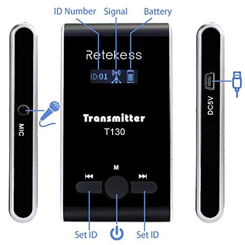Retekess T130-T131 Tour Guide System 99 Canal Sistema de Guía Turístico para Fábrica, Conferencias, Turismo, Logística, Gobierno(1 Transmisor 10 Receptores)