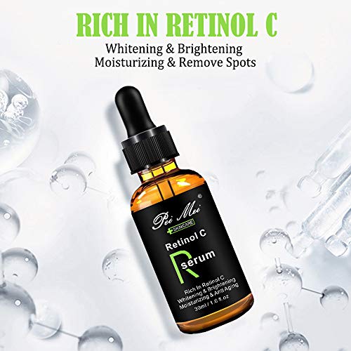 Retinol C Serum, Blanqueamiento y Brillo, Intensiva Hidratación y Eliminación de Manchas, Suero Facial Antienvejecimiento para la Reparación de la Piel Adecuado para Todo Tipo de Piel(2x 30ml)