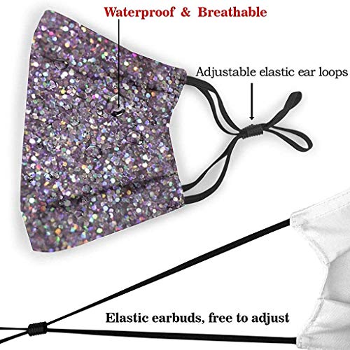 Reutilizable y Lavable Antipolvo al Aire Libre Adultos Lavable, A Prueba de Polvopara, al Aire Libre Protección contra El Frío, Antivaho,1 unid Lentejuelas Adultas (Puede Poner Filtro) Blanco