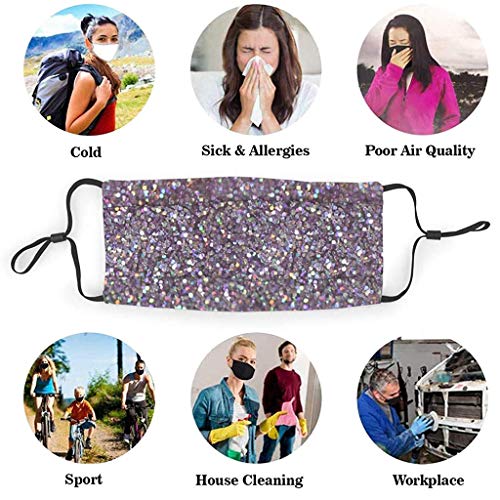 Reutilizable y Lavable Antipolvo al Aire Libre Adultos Lavable, A Prueba de Polvopara, al Aire Libre Protección contra El Frío, Antivaho,1 unid Lentejuelas Adultas (Puede Poner Filtro) Blanco