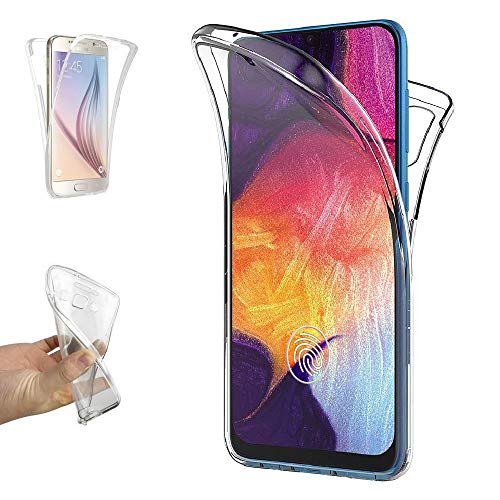 REY - Funda Carcasa Gel Transparente Doble 360º para Samsung Galaxy A50 - A50s - A30s, Ultra Fina 0,33mm, Silicona TPU de Alta Resistencia y Flexibilidad