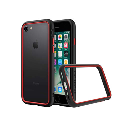 RhinoShield Funda Bumper Compatible con [iPhone SE2 / SE (2020) / 8/7] | CrashGuard NX - Carcasa con Tecnología de Absorción de Golpes - Resistente a Impactos de más de 3.5 Metros - Negro/Rojo