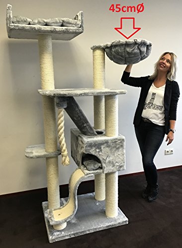 RHRQuality Camilla Hueco de Luxe Gris Claro para Rascador 45 Cmø es getested a Carga hasta 20 kg. Nuevo 2018 Model. Combinación Entre Cojín y Hamaca. Muy Confortables Camilla Espacio. para Notebook