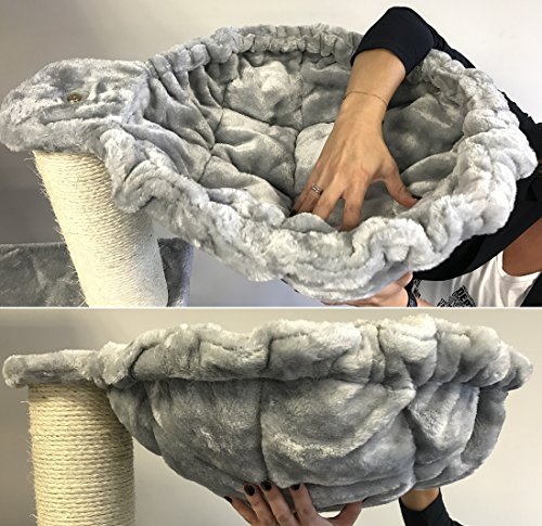 RHRQuality Camilla Hueco de Luxe Gris Claro para Rascador 45 Cmø es getested a Carga hasta 20 kg. Nuevo 2018 Model. Combinación Entre Cojín y Hamaca. Muy Confortables Camilla Espacio. para Notebook