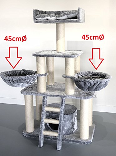 RHRQuality Camilla Hueco de Luxe Gris Claro para Rascador 45 Cmø es getested a Carga hasta 20 kg. Nuevo 2018 Model. Combinación Entre Cojín y Hamaca. Muy Confortables Camilla Espacio. para Notebook