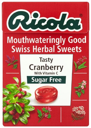 Ricola - Pastillas de Hierba Suiza Sin Azúcar Sabor Arándano de 45g (Paquete de 10)