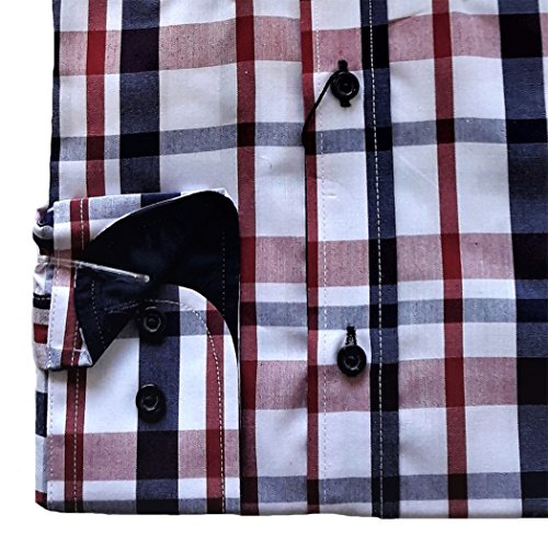 Ridebike Camisa de Cuadros Vespa | Custom fit | Tonos Rojos y Azules (M)