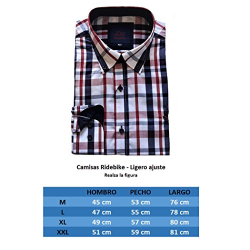 Ridebike Camisa de Cuadros Vespa | Custom fit | Tonos Rojos y Azules (M)