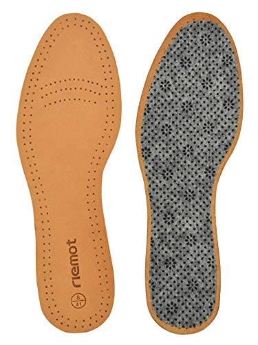 riemot Plantillas Cuero para Hombre y Mujer, Plantillas de Piel de Oveja/Cerdo piel, para Zapatos de piel, Zapatos de Deportes, Botas, Zapatos de Calzado Casual, Marrón-1 Mujer EU 39