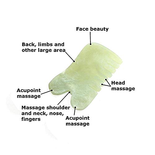 Rikey Natural Jade Stone Guasha Board Comb Shape Massage Healthy Beauty Tool