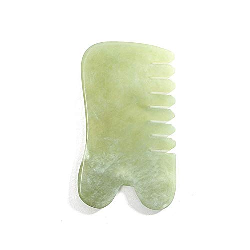 Rikey Natural Jade Stone Guasha Board Comb Shape Massage Healthy Beauty Tool