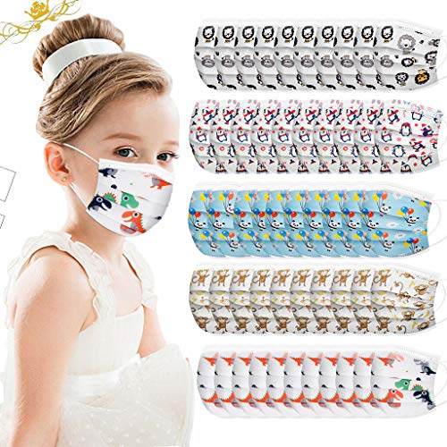 riou 50 Piezas Niños Protección Desechable Transpirables, infantil de Dibujos Animados ??????????? para Actividades al Aire Libre, Escuela