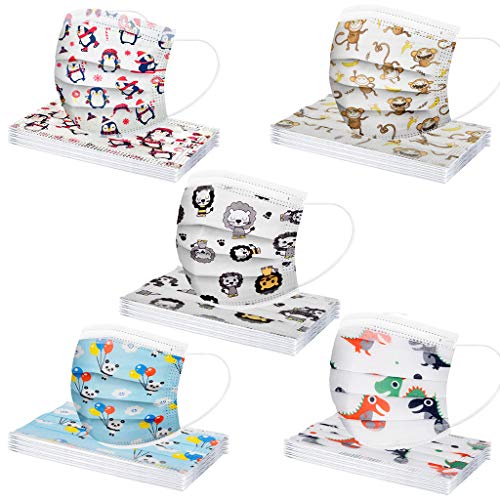 riou 50 Piezas Niños Protección Desechable Transpirables, infantil de Dibujos Animados ??????????? para Actividades al Aire Libre, Escuela