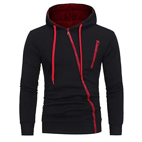 riou Sudadera con Capucha de Cremallera de Manga Larga Slim Fit para Hombre con Blusa Outwear de Bolsillo Chaqueta Irregular de la Personalidad