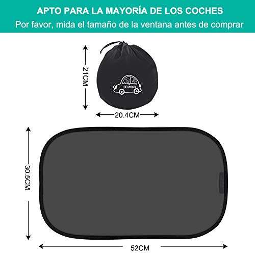 RIRGI Parasol Coche Bebe, Parasol Coche Infantil Lateral, Bloqueo de Rayos UV Nocivos, Parasoles Autoadhesivo para Proteger del Sol a Bebés y Mascotas, 2 Unidades 52x30.5CM