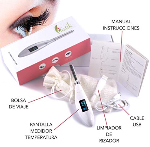 Rizador de Pestañas Eléctrico con Control Digital de Temperatura Portatil Rizador para Pestañas Termico Mini Herramienta Profesional No Quemes Tus Pestañas Regalo para Mujer