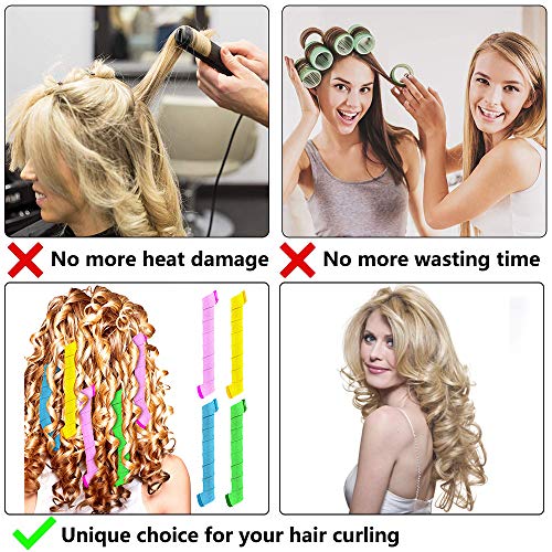 Rizadores de pelo sin calor, 2020, rizador mágico, sin calor, kit de peinado, con ganchos, para mujeres y formadores de ondas de pelo corto, mediano y largo