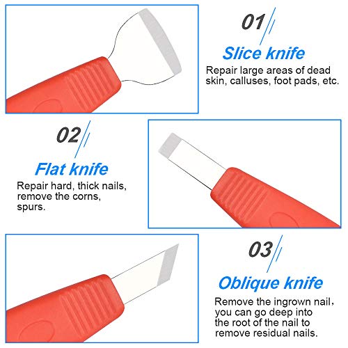 RMENOOR Cortacallos de Acero Inoxidable - Rascador de Callos profesional/Cuchillo de pedicura de manicura para cuidados de pedicura Pedicure de callos de maíz Removedor de Durezas