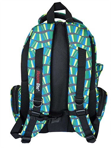 Roamlite RL842M - Mochila infantil (tamaño A4, incluye 6 bolsillos y estuche a juego, nailon 46 cm x 32 x 20, 30 L, color verde