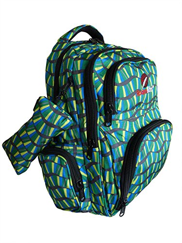 Roamlite RL842M - Mochila infantil (tamaño A4, incluye 6 bolsillos y estuche a juego, nailon 46 cm x 32 x 20, 30 L, color verde