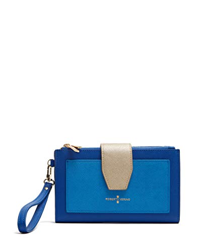 Roberto Verino Cartera doble piel saffiano Azul