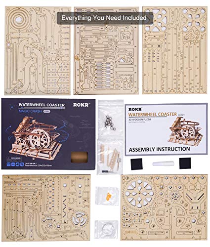 Robotime Laser Cut Puzzle de Madera | Kit de construcción Set Model | Juego de Puzzle en 3D (Waterwheel Coaster)