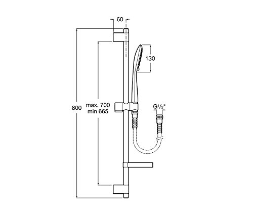Roca Sensum - Kit de ducha. incluye ducha de mano de 130 mm de 4 funciones, barra de 800 mm, soporte regulable . Duchas y rociadores. Ref. A5B9107C00
