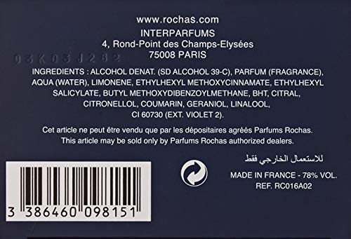 Rochas L'Homme Eau DE Toilette 60ML VAPORIZADOR Unisex Adulto, Negro, 60 ml