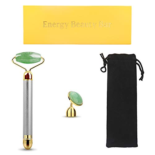 Rodillo De Jade, Achort Rodillo de masaje de jade, Eléctrico Facial Masaje, Masajeador Roller Tools Anti Aging Belleza Natural Dispositivo Herramienta, Para Cuello Cara Ojos Cabeza Cuerpo 2pcs
