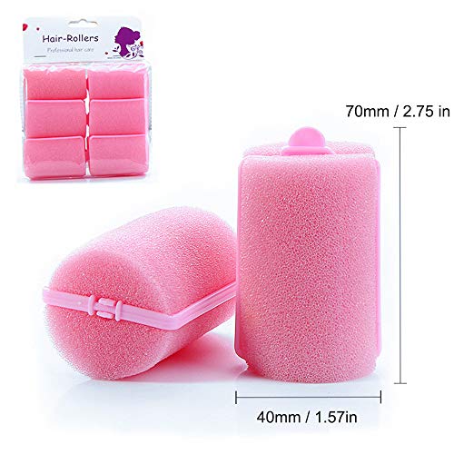Rodillos de esponja de espuma para el cabello 18 piezas Herramientas de rulos de esponja suave para mujeres y niños Peinado de bricolaje (40 mm, rosa)