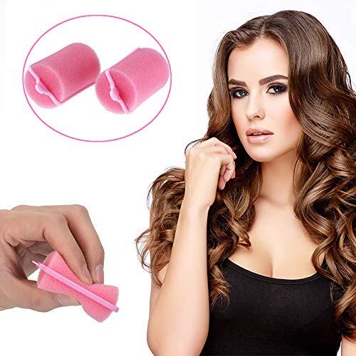 Rodillos de esponja de espuma para el cabello 18 piezas Herramientas de rulos de esponja suave para mujeres y niños Peinado de bricolaje (40 mm, rosa)