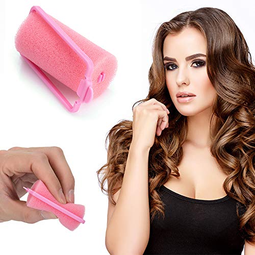 Rodillos de esponja de espuma para el cabello 36 piezas Herramientas de rulos de esponja suave para mujeres y niños Peinado de bricolaje (20 mm, rosa)