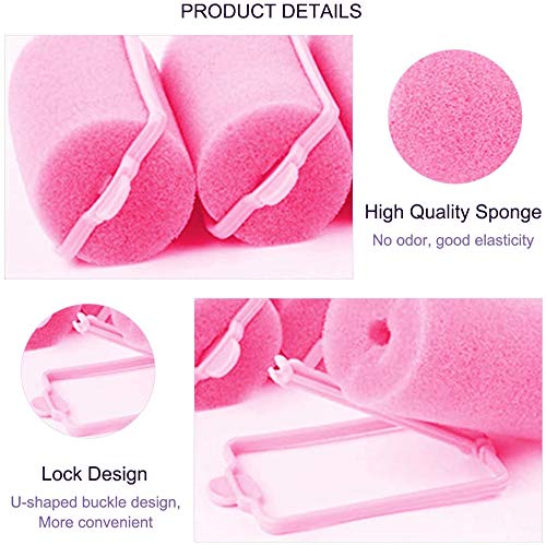 Rodillos de esponja de espuma para el cabello 36 piezas Herramientas de rulos de esponja suave para mujeres y niños Peinado de bricolaje (20 mm, rosa)