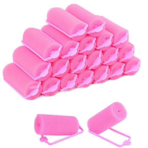 Rodillos de esponja de espuma para el cabello 36 piezas Herramientas de rulos de esponja suave para mujeres y niños Peinado de bricolaje (20 mm, rosa)