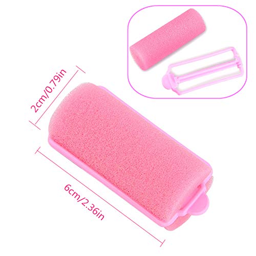 Rodillos de esponja de espuma para el cabello 36 piezas Herramientas de rulos de esponja suave para mujeres y niños Peinado de bricolaje (20 mm, rosa)