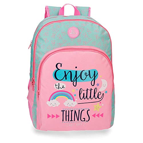 ROLL ROAD Little Things Mochila con doble compartimento, 44 cm, Rosa