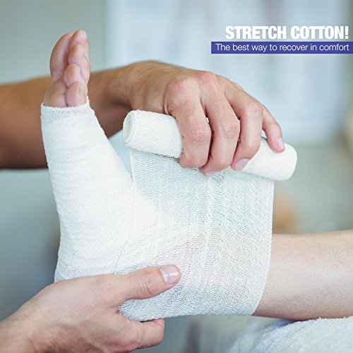 Rollos de vendaje de gasa de MEDca: paquete de 24, 4”x 4 yardas por rollo, vendaje de gasa de grado médico y envoltura de vendaje elástico para todo tipo de heridas y botiquín de primeros auxilios
