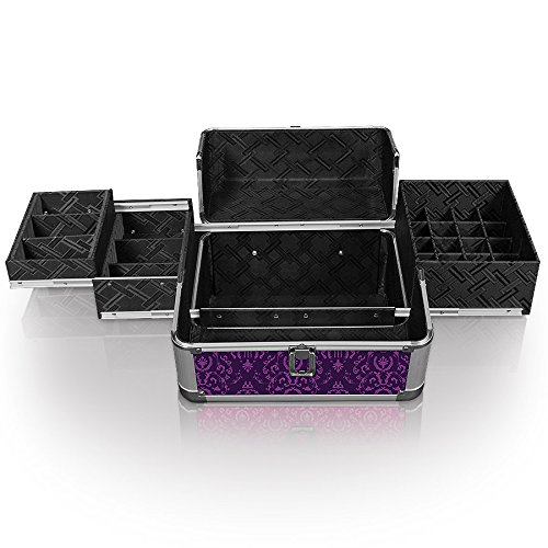 Roo Beauty - Estuche profesional, caja de maquillaje, cosméticos, manicura y uñas, caja de almacenamiento en color morado imperial