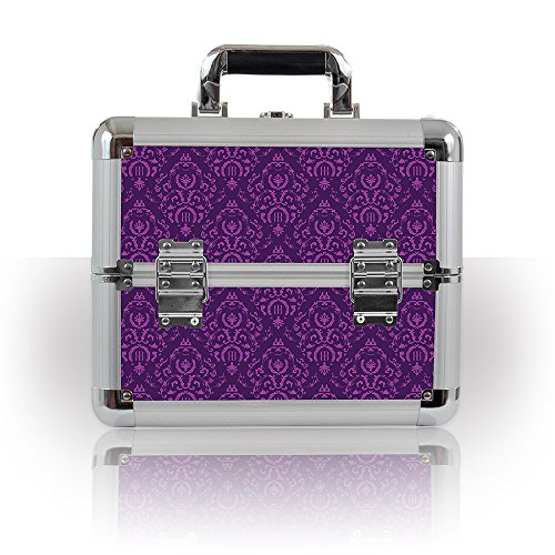 Roo Beauty - Estuche profesional, caja de maquillaje, cosméticos, manicura y uñas, caja de almacenamiento en color morado imperial