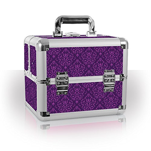 Roo Beauty - Estuche profesional, caja de maquillaje, cosméticos, manicura y uñas, caja de almacenamiento en color morado imperial