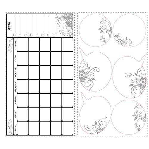 RoomMates Room-Calendario Tareas (con rotulador borrable), Blanco/Multicolor