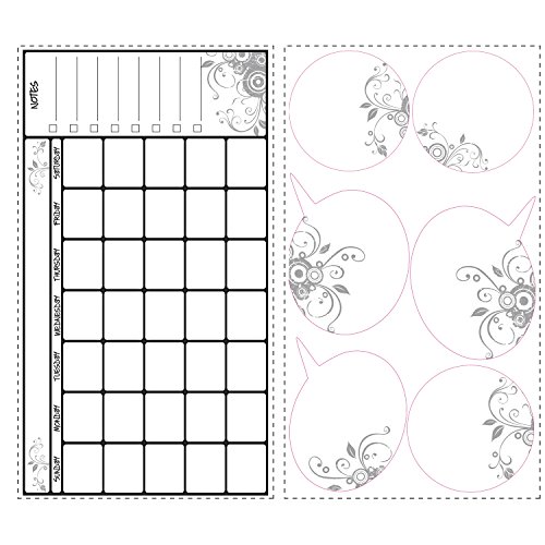 RoomMates Room-Calendario Tareas (con rotulador borrable), Blanco/Multicolor