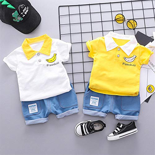 Ropa Bebe Niño Verano Recién Nacido 6 Meses a 3 años Camiseta de manga corta con estampado de banana Tops de verano Casual Pantalones cortos de mezclilla conjunto dos piezas original ropa de Bebé FELZ