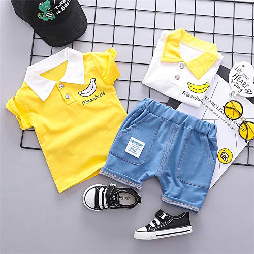 Ropa Bebe Niño Verano Recién Nacido 6 Meses a 3 años Camiseta de manga corta con estampado de banana Tops de verano Casual Pantalones cortos de mezclilla conjunto dos piezas original ropa de Bebé FELZ