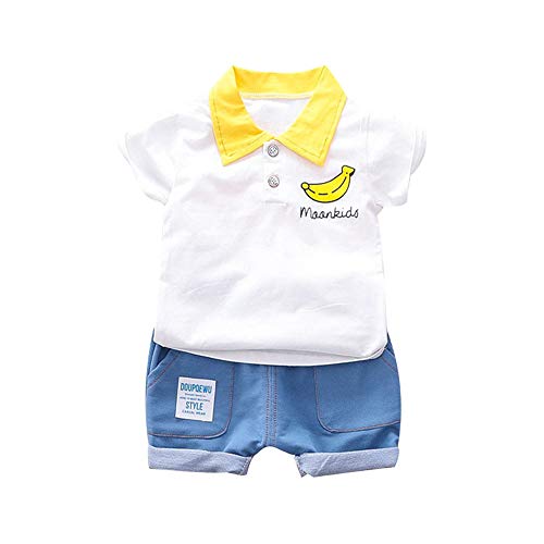 Ropa Bebe Niño Verano Recién Nacido 6 Meses a 3 años Camiseta de manga corta con estampado de banana Tops de verano Casual Pantalones cortos de mezclilla conjunto dos piezas original ropa de Bebé FELZ