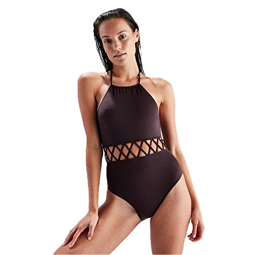 Ropa De Dormir para Mujer Traje De Baño Hueco Mujer Halter Sólido   Traje De Baño De Corte Alto Traje De Playa Traje De Baño Traje De Baño-As_Shown_S