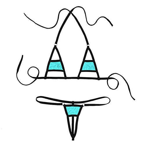 Ropa De Dormir para Mujer Traje De Baño Sexy para Mujer Color Sólido Sling Hollow Beach Sunbathing Traje De Baño para Mujer-Light_Blue_One_Size