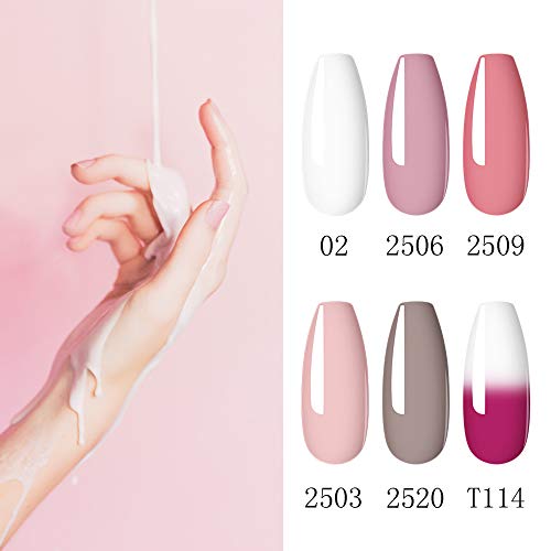 ROSALIND Esmalte Semipermanente Para Uñas Temperatura Cambio De Color Camaleón Esmaltes de Uñas UV LED Pintauñas Permanente Soak Off Manicura Colores De La Mezcla Set 6 X 7ml…